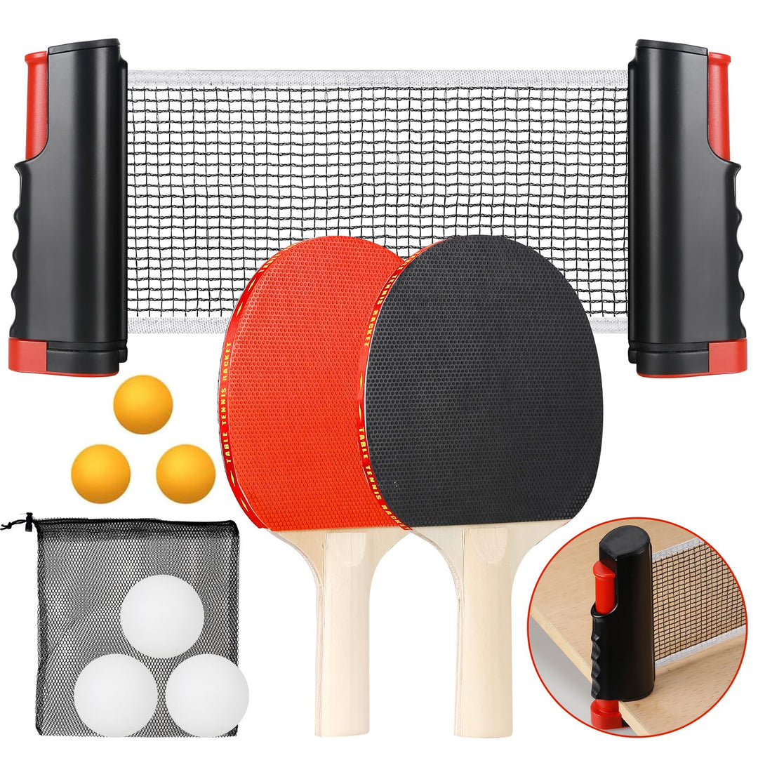 Tischtennis Set - Tischtennis Gesetzt,Instant Tischtennis-Set,Ausziehbares Tischtennisnetz Set mit 1