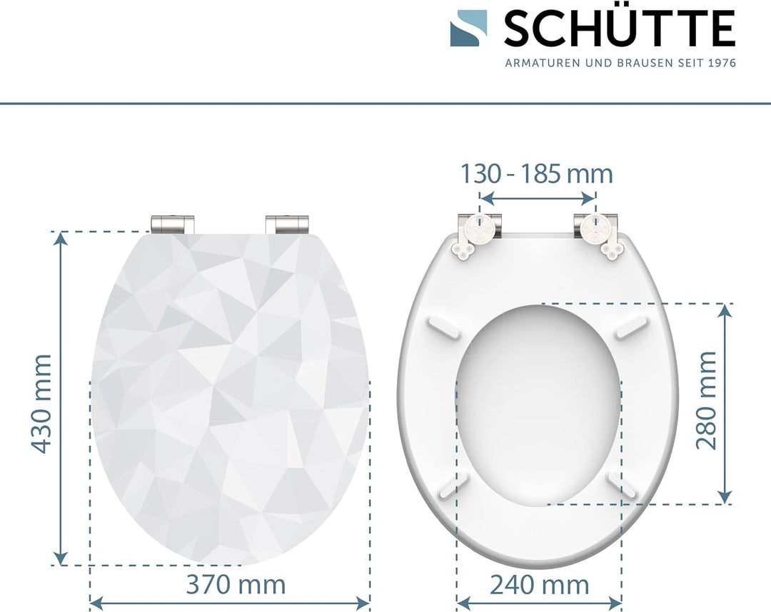 SCHÜTTE WC-Sitz Holzkern HG DIAMOND, Hochglanz Toilettensitz mit Absenkautomatik, passend für alle h