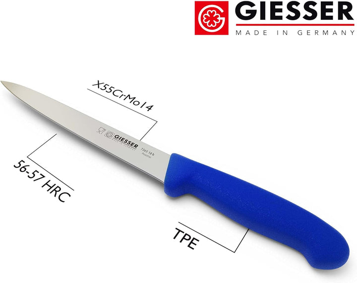 Giesser seit 1776 - Made in Germany - Filiermesser blau, Basic Blue, Klinge 18 cm, rutschfest, Filet