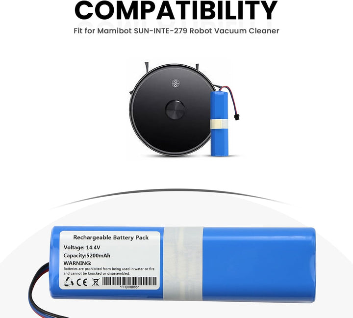 ANTIEE 5200mAh Akku für Mamibot SUN-INTE-279 Robot Vacuum Cleaner Avec Aspirateurs 14.4V