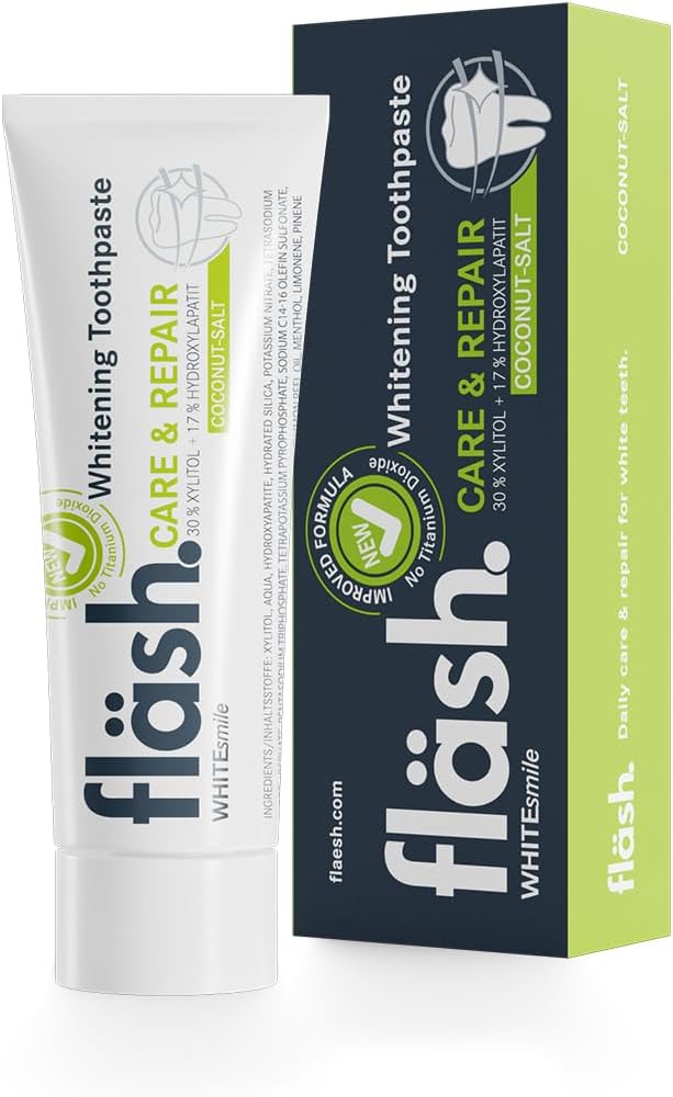 Kokos-Salz: Whitening Zahnpasta | Tägliche Pflege für weisse Zähne | 17% Hydroxylapatit | 30% Xylito