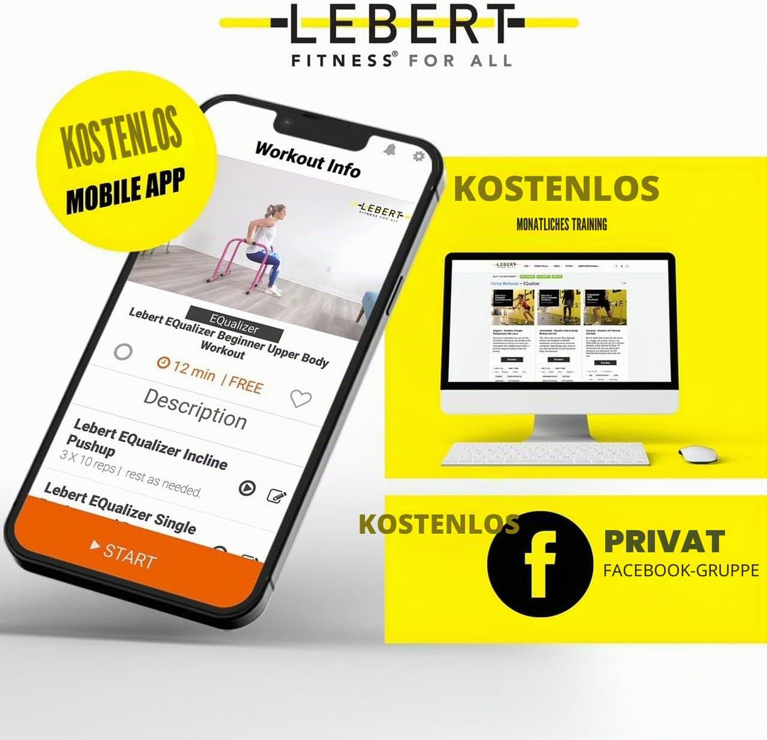 Lebert Fitness Parallette Push Up Bars Dip Station Stand - Perfect for Home and Garage Gym Exercise