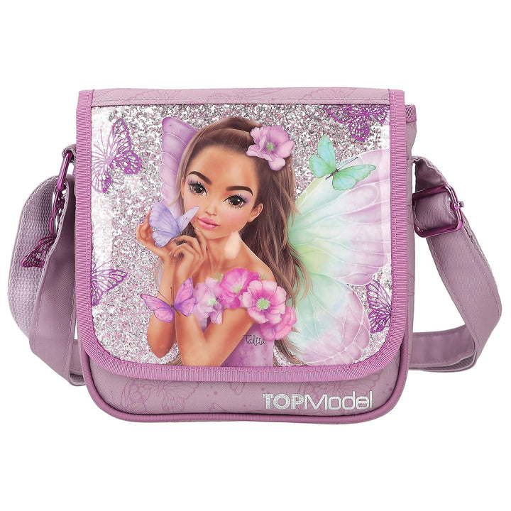 Depesche 12778 TOPModel Fairy Love - Kleine Umhängetasche in Mauve mit Model-Motiv und Schmetterling