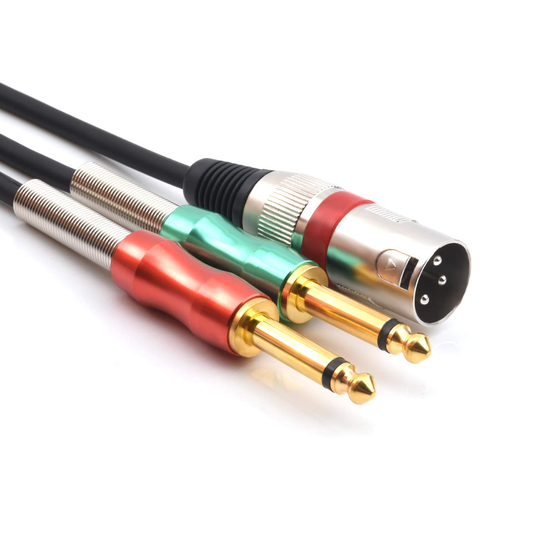 SiYear XLR auf Dual 6,35mm 1/4" TS Y Splitter Kabel, Doppel 6,35mm Mono Male (1/4 Zoll) auf XLR 3Pin