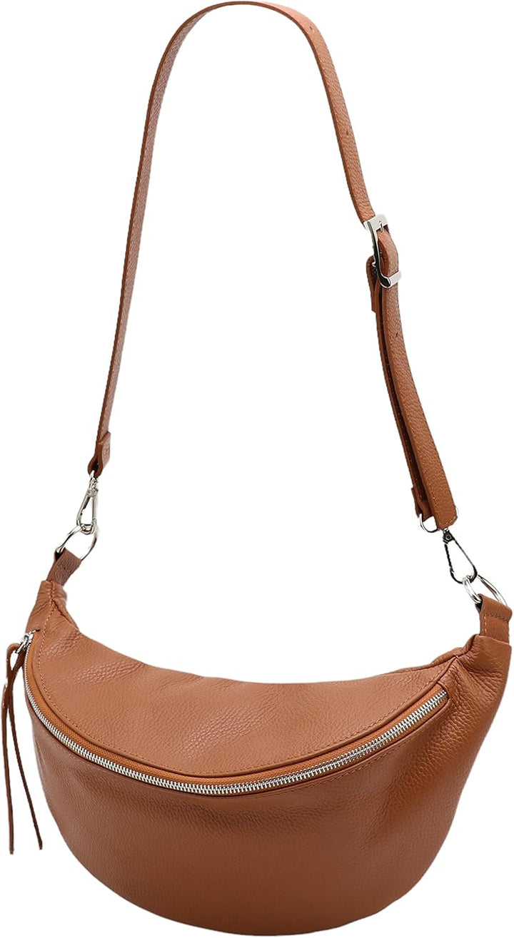 SH Leder echt Leder Damen unisex Brusttasche für Festival Reise mittelgross Hüfttasche Crossbody Bag