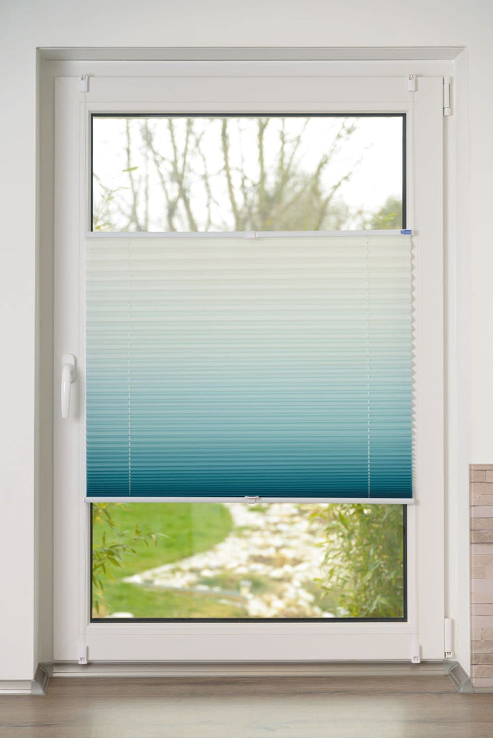 K-home Klemmfix-Plissee Farbverlauf, Polyester, Petrol, 80 x 130 cm 80 x 130 cm Petrol, 80 x 130 cm