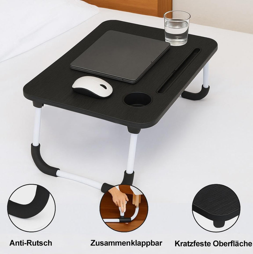 Betttablett Klappbar, Frühstückstablett mit Griff und Getränkehalter, Serviertisch, Ideal für Lesen