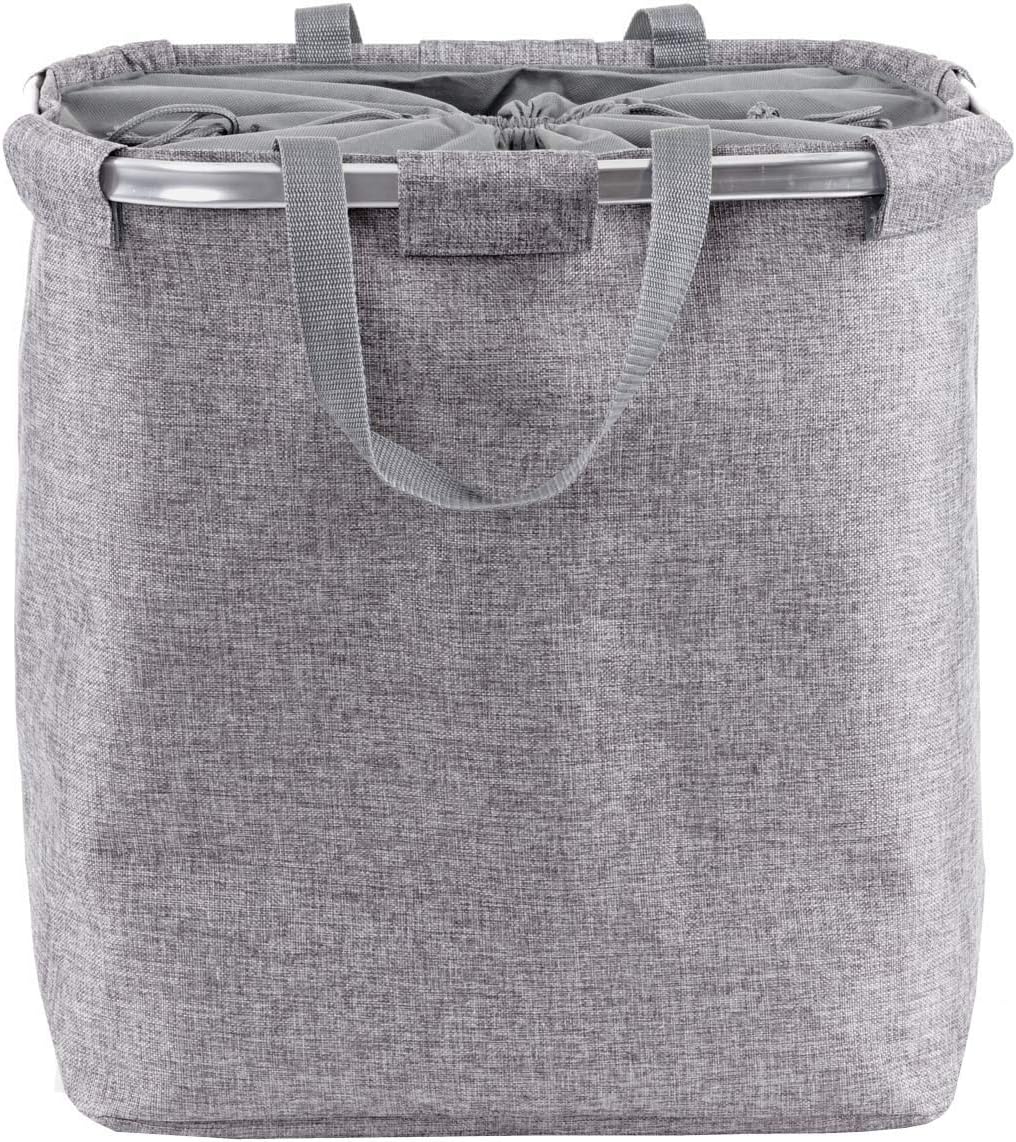 Wäschesammler HWC-C34, Laundry Wäschekorb Wäschebehälter mit Kordelzug, 2 Fächer Henkel 54x52x32cm 8