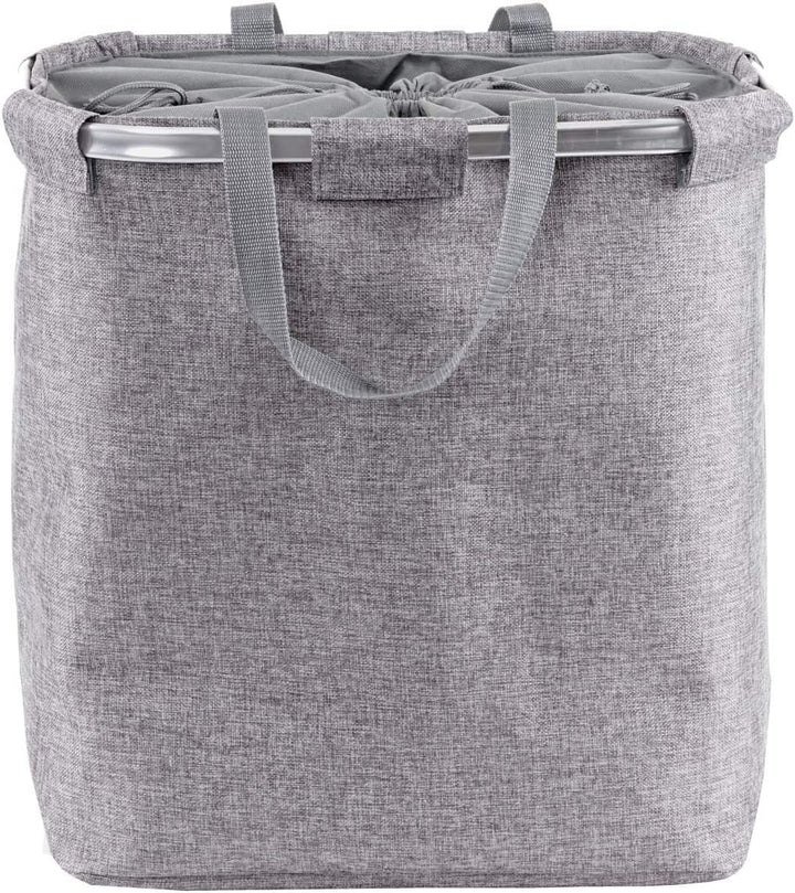 Wäschesammler HWC-C34, Laundry Wäschekorb Wäschebehälter mit Kordelzug, 2 Fächer Henkel 54x52x32cm 8