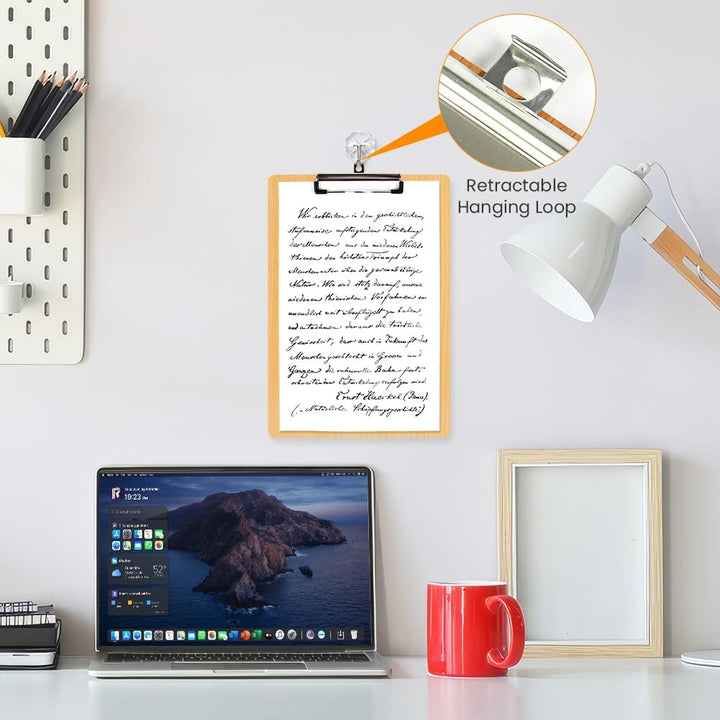 OFFCUP Klemmbrett A5 Holz, 12 Stück Klemmbretter mit Metalklemme Clipboard Schreibbrett A5 Hartplatt