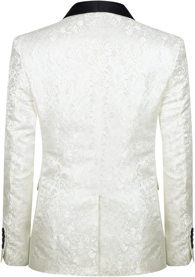Allthemen Sakko Herren Slim Fit Jacquard Bunte Sakko Casual Blazer Glitzer Smokingjacke Anzugjacke f