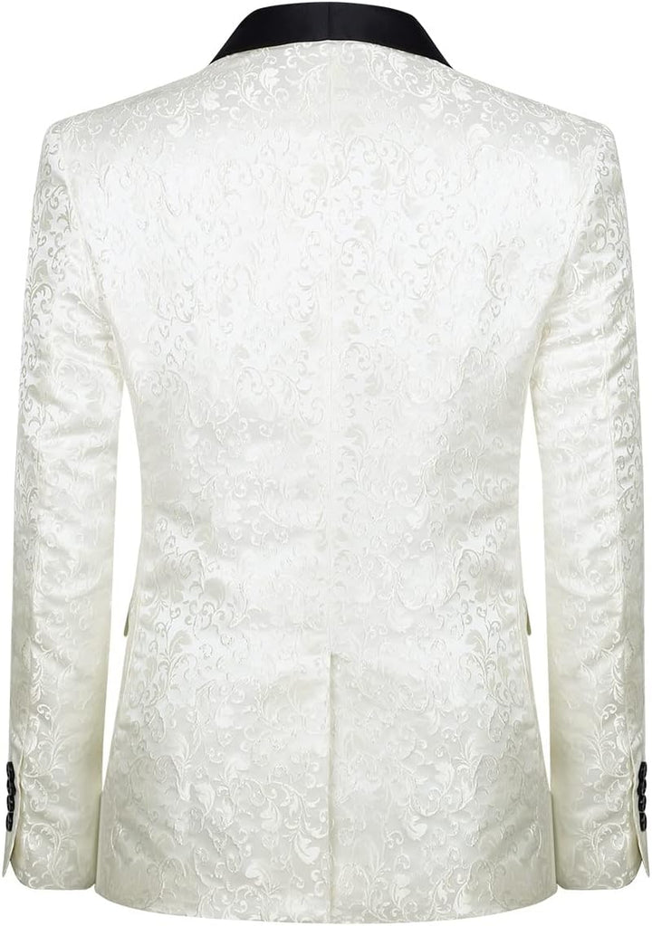 Allthemen Sakko Herren Slim Fit Jacquard Bunte Sakko Casual Blazer Glitzer Smokingjacke Anzugjacke f