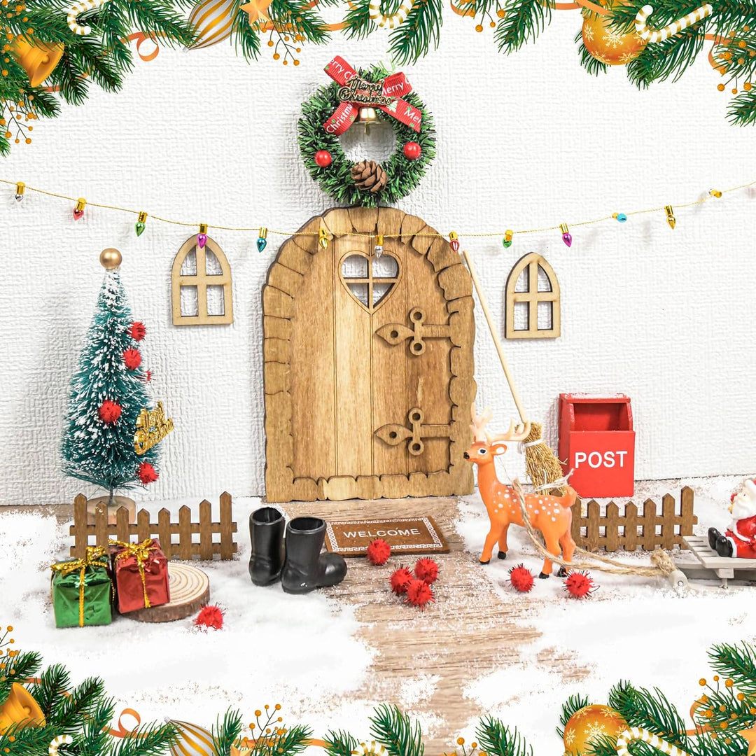 FFZZKJ Wichteltür Zubehör Weihnachten Set 46Pcs Weihnachtswichtel Tür Komplettset mit Licht Weihnach