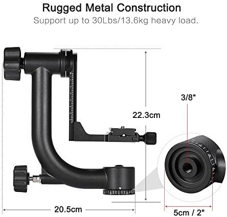 Andoer Robuster Gimbal-Kardan-Stativkopf mit Arca Swiss Schnellwechselplatte, Aluminiumlegierung, DS