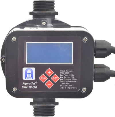 Agora-Tec® Pumpensteuerung Druckschalter Durchflusswächter DWv-18-LCD verkabelt (Ein- und Abschaltdr