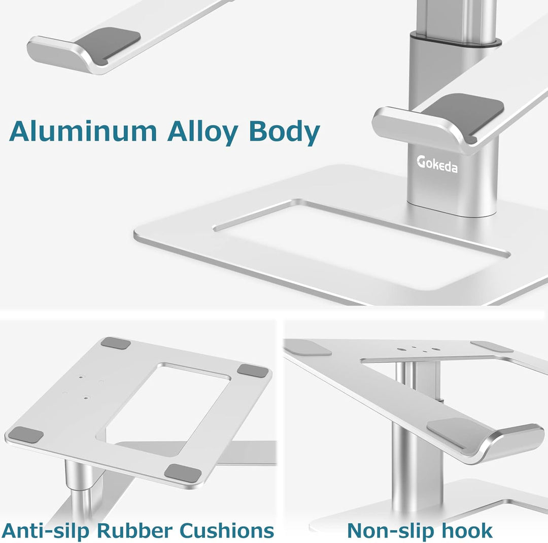 GOKEDA Laptop ständer, ergonomisch Verstellbarer Computerständer, Höhenhalter aus Aluminiumlegierung