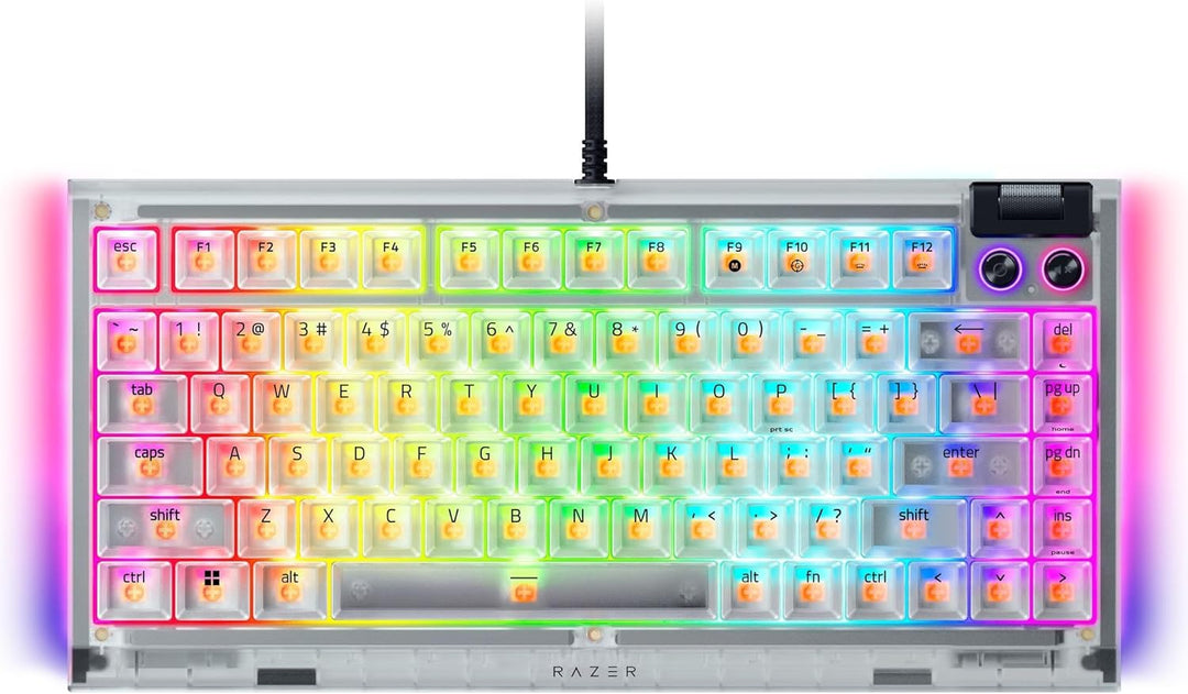Razer BlackWidow V4 75% Phantom White - Hot-swap-fähige mechanische Gaming-Tastatur - Orange Tactile