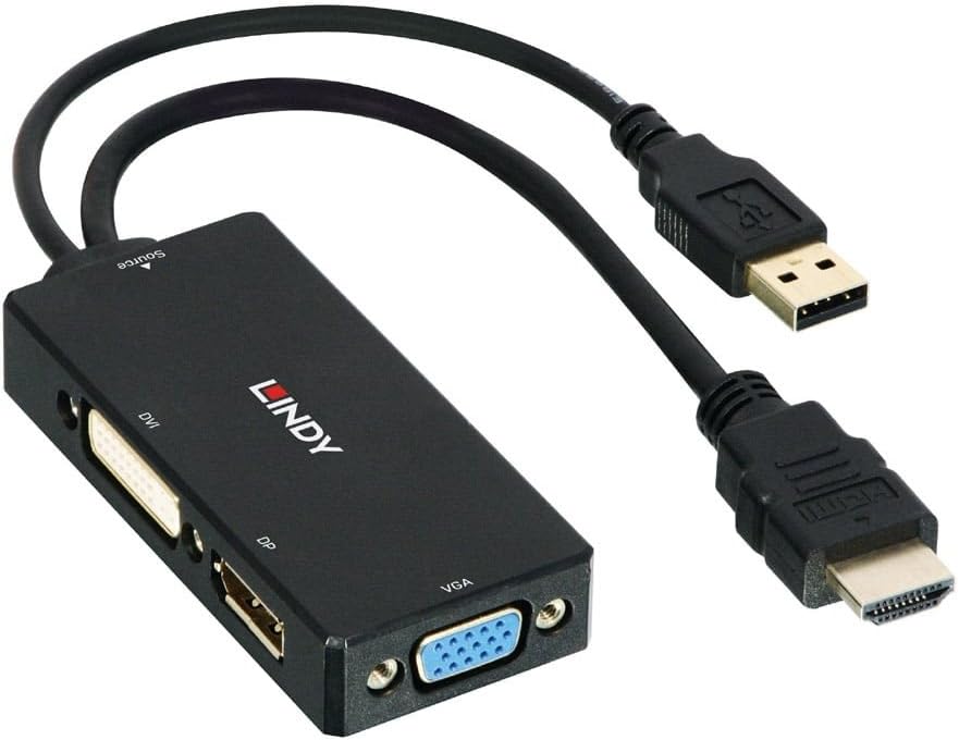 LINDY 38182 Monitor Konverter [HDMI-DisplayPort, DVI, VGA] Schwarz