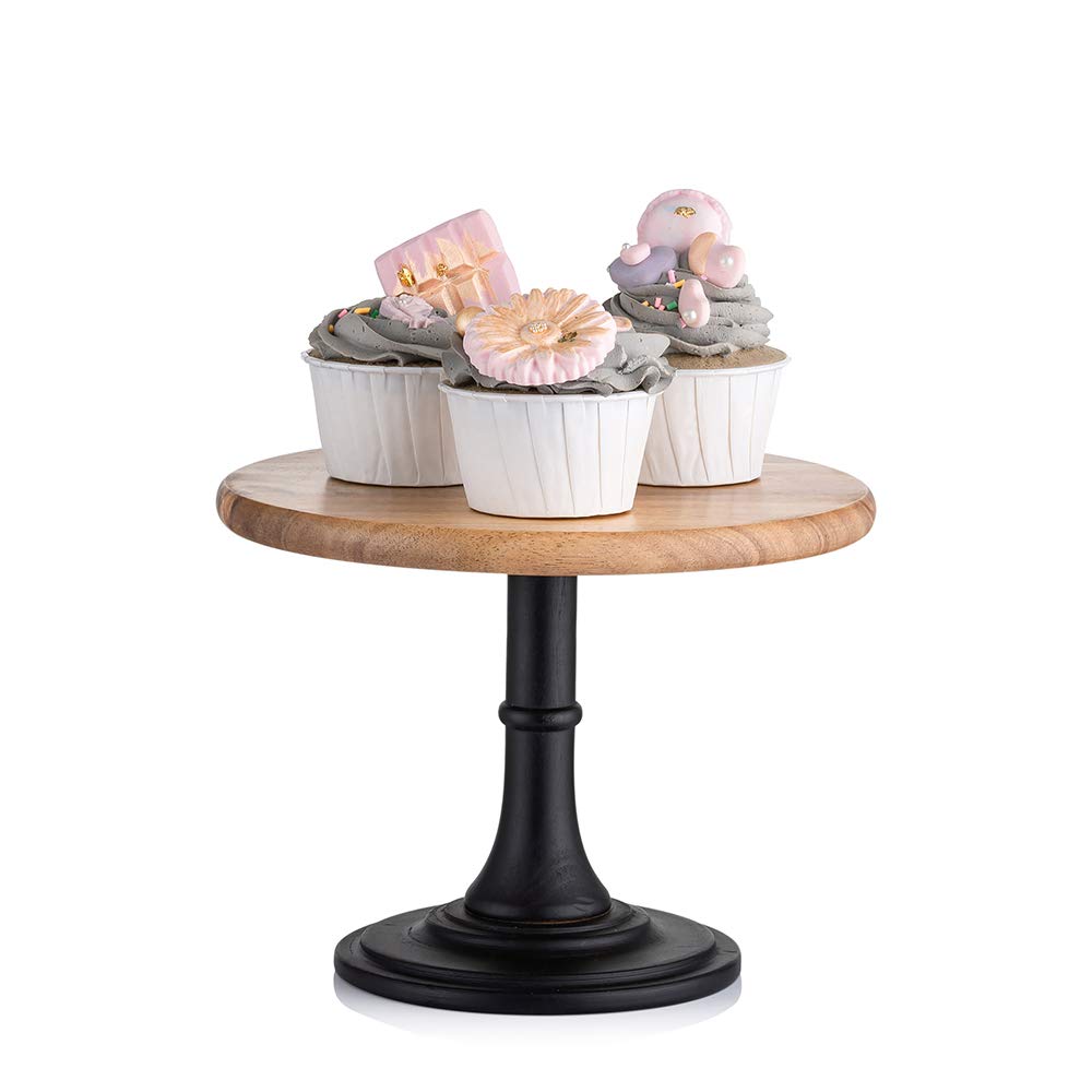 NUPTIO Rustikaler Tortenständer aus Holz: Schwarzer Cupcake-Ständer Rund Hochzeit Geburtstag Tortens