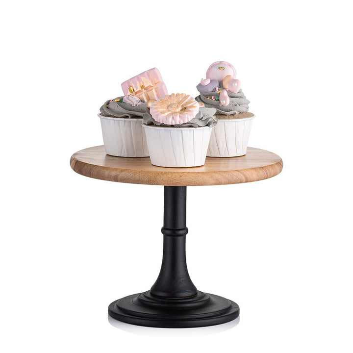 NUPTIO Rustikaler Tortenständer aus Holz: Schwarzer Cupcake-Ständer Rund Hochzeit Geburtstag Tortens