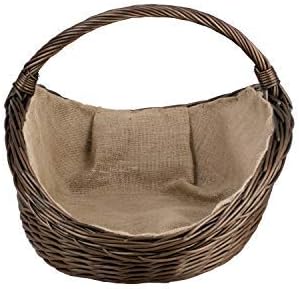 Vollweidener Kaminkorb, dunkelbrauner Kaminkorb aus Weide, Weidenkorb für Kaminholz