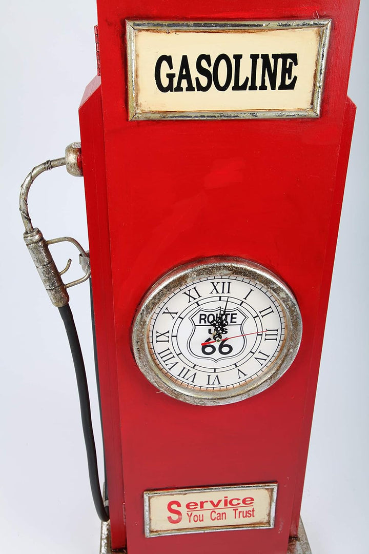 Design-Schrank Zapfsäule mit Uhr und Licht, Retro, rot, 110cm