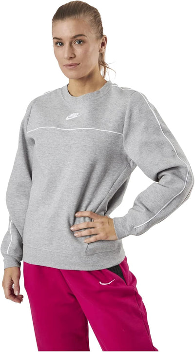 Nike Damen Sw Mlnm Essntl Langarmshirt L Dk Grey Heather/White, L Dk Grey Heather/White