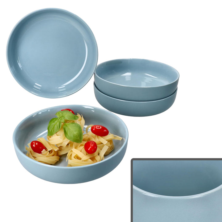 Ritzenhoff & Breker Jasper 4er Set Suppenteller Graublau I 610 ml, Ø 19,3cm I Steingutteller für 4 P