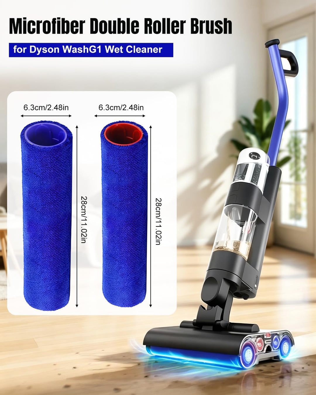 Rollenbürsten Ersatzteile für Dyson Wash G1 Nassstaubsauger, Bürstenrolle Zubehör Ersatzsets, 2 Stüc