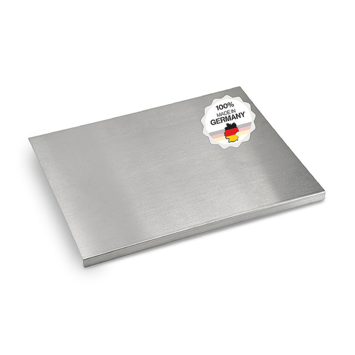 Arbeitsplatte Knetbrett Edelstahl [50x40 cm] - Für Kneten, Schneiden & Backen - Küchenplatte mit Ans