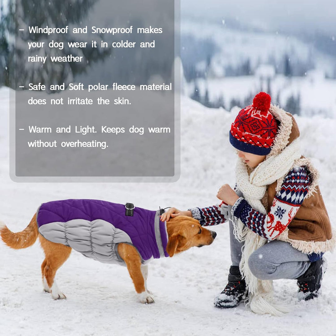Kuoser Hundejacke Wintermantel für Mittelgrosse Hunde - Wasserdichte Winterweste Mit Geschirr - Warm