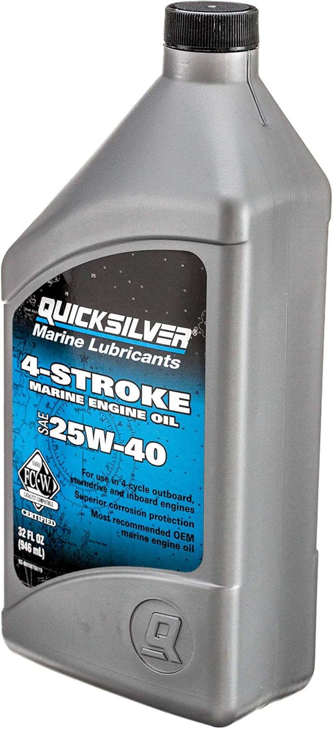 Quicksilver - 8M0086223 - Motoröl 25W-40 4-Takt mineralisch 1L, Silber Mineralisch 946 ml, Mineralis