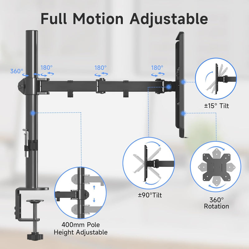 suptek Monitor Arm mit Laptop Halterung Volleinstellbar für 13"-27" Bildschirme Volleinstellbar (40c