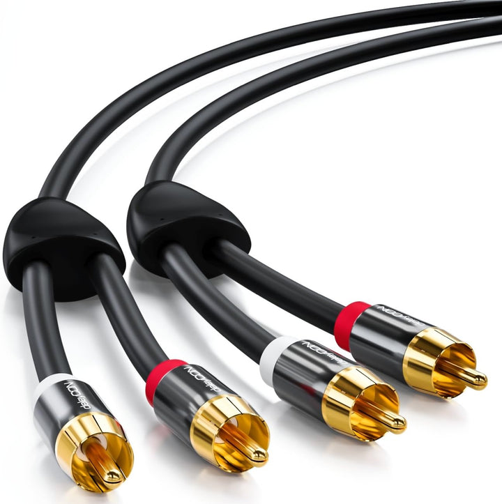 deleyCON 10m Cinch Kabel Stereo Audio Cinch RCA Kabel 2x Cinch Stecker zu 2x Cinch Stecker HiFi-Anla