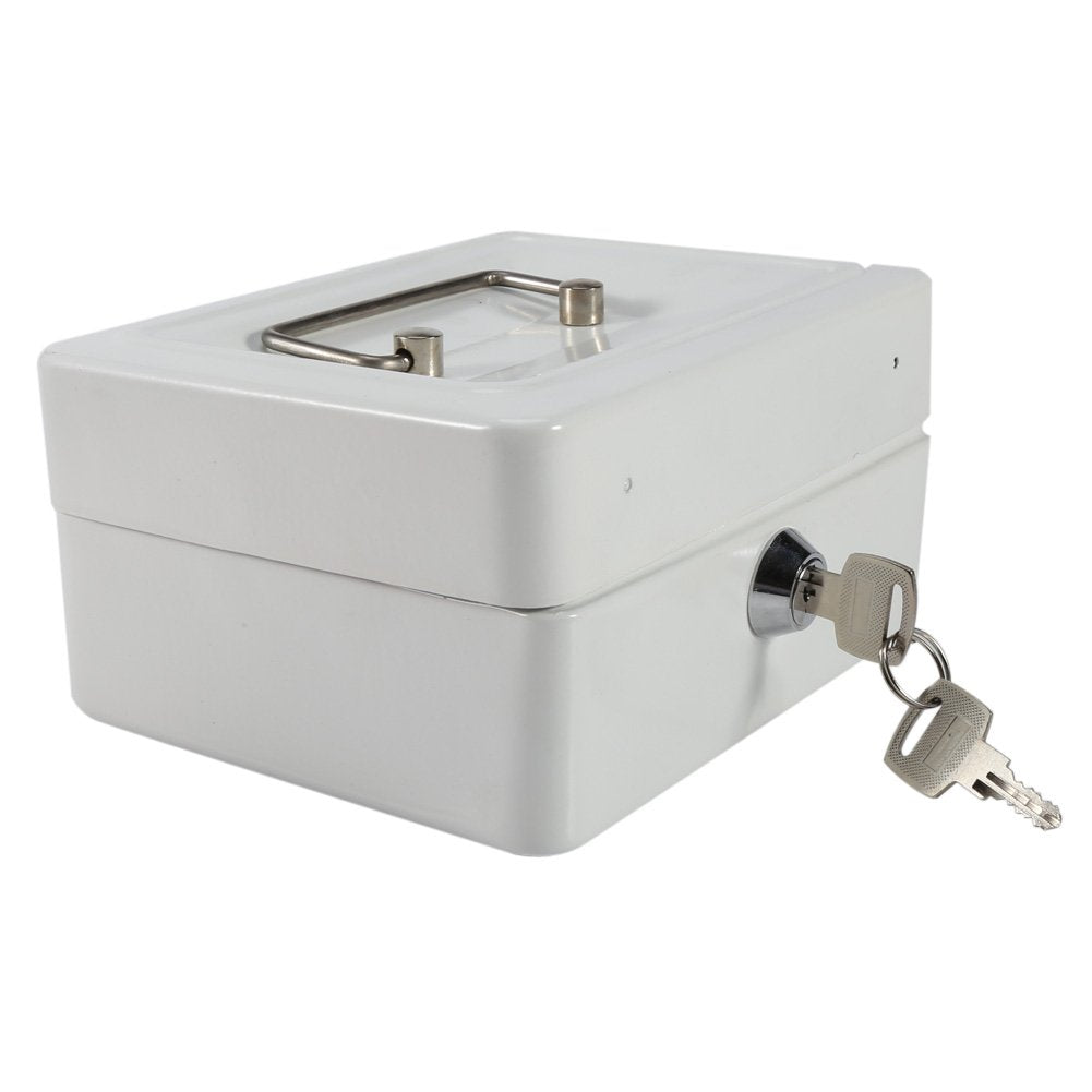 Zerodis Kleine Geldkassette mit Schlüsselschloss Portable Doppelschicht Metallmünze Geld Storage Sec