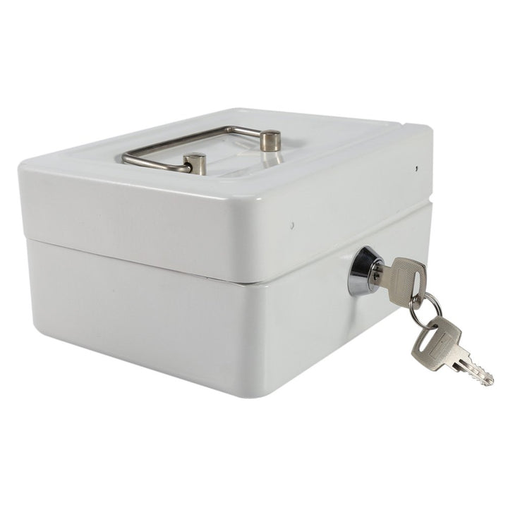 Zerodis Kleine Geldkassette mit Schlüsselschloss Portable Doppelschicht Metallmünze Geld Storage Sec