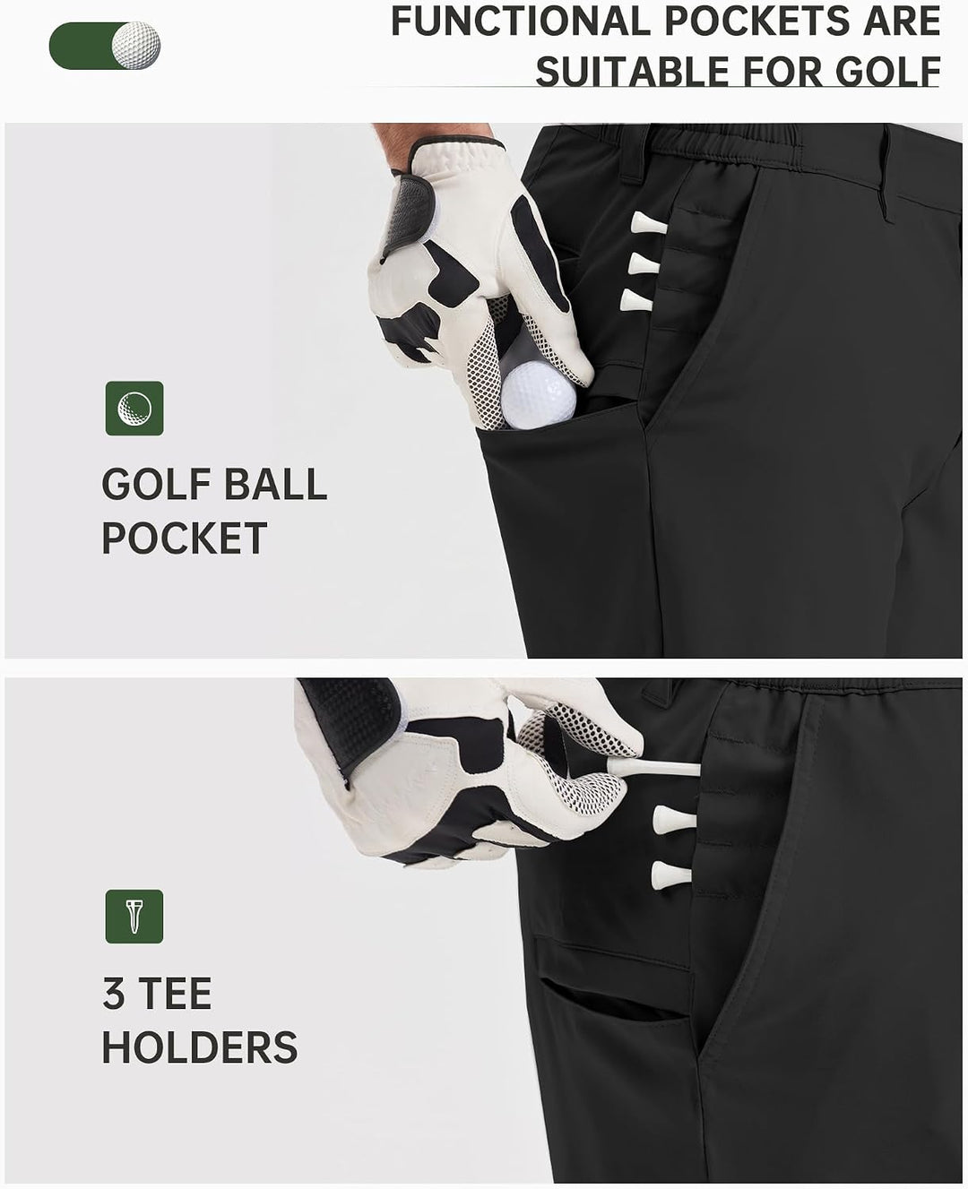 33,000ft Herren Golf Shorts UPF 50+ Stretch Shorts Leichte Schnelltrocknende 9" Bermuda Shorts Kurze