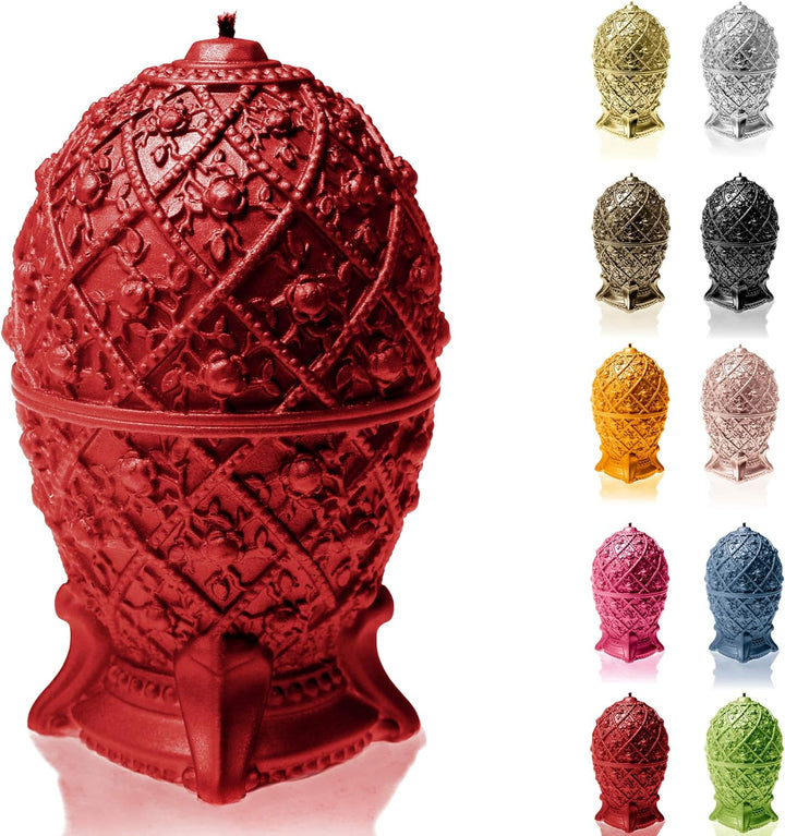 Candellana Kerze Mittleres Faberge-Ei Low Poly, Höhe: 16 cm, Handgemacht in der EU (Red), Red