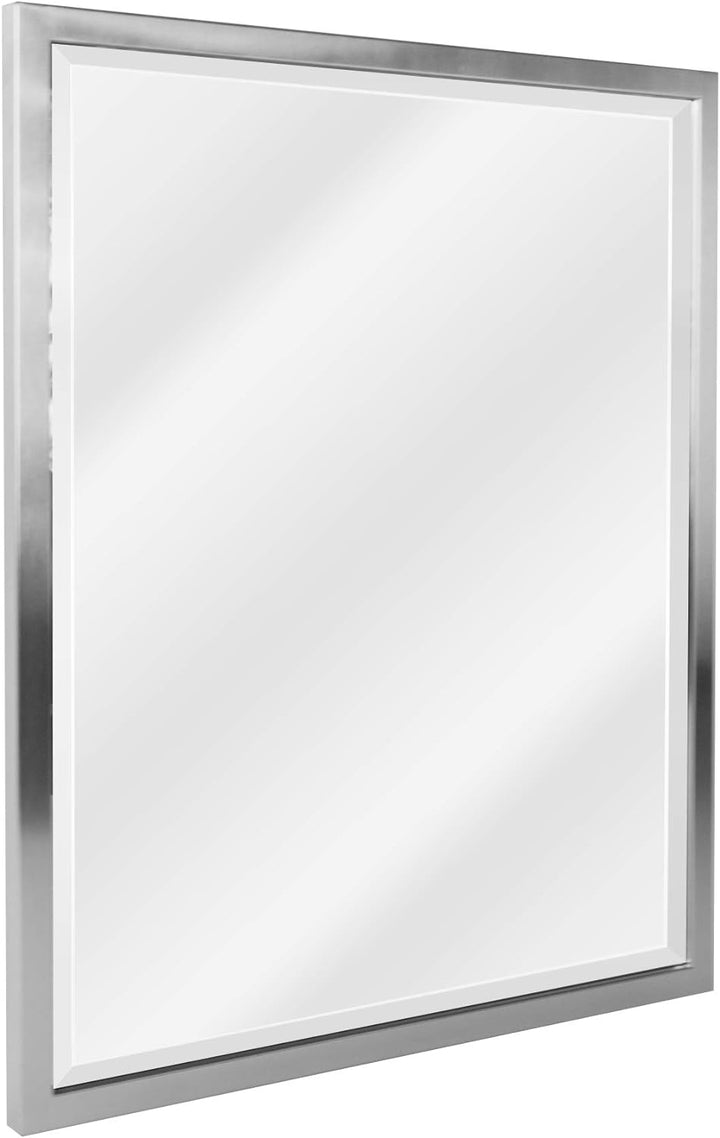 Head West 24 x 30 Classic Brush Nickel 1 in. Wide Metal Frame Wall Mirror Spiegel