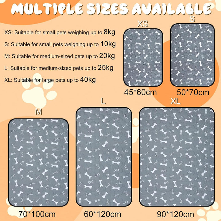 2 Stück Waschbar Haustier-Urinunterlage, 60 x 120 cm Hohe Saugfähigkeit Auslaufsicher Wiederverwendb