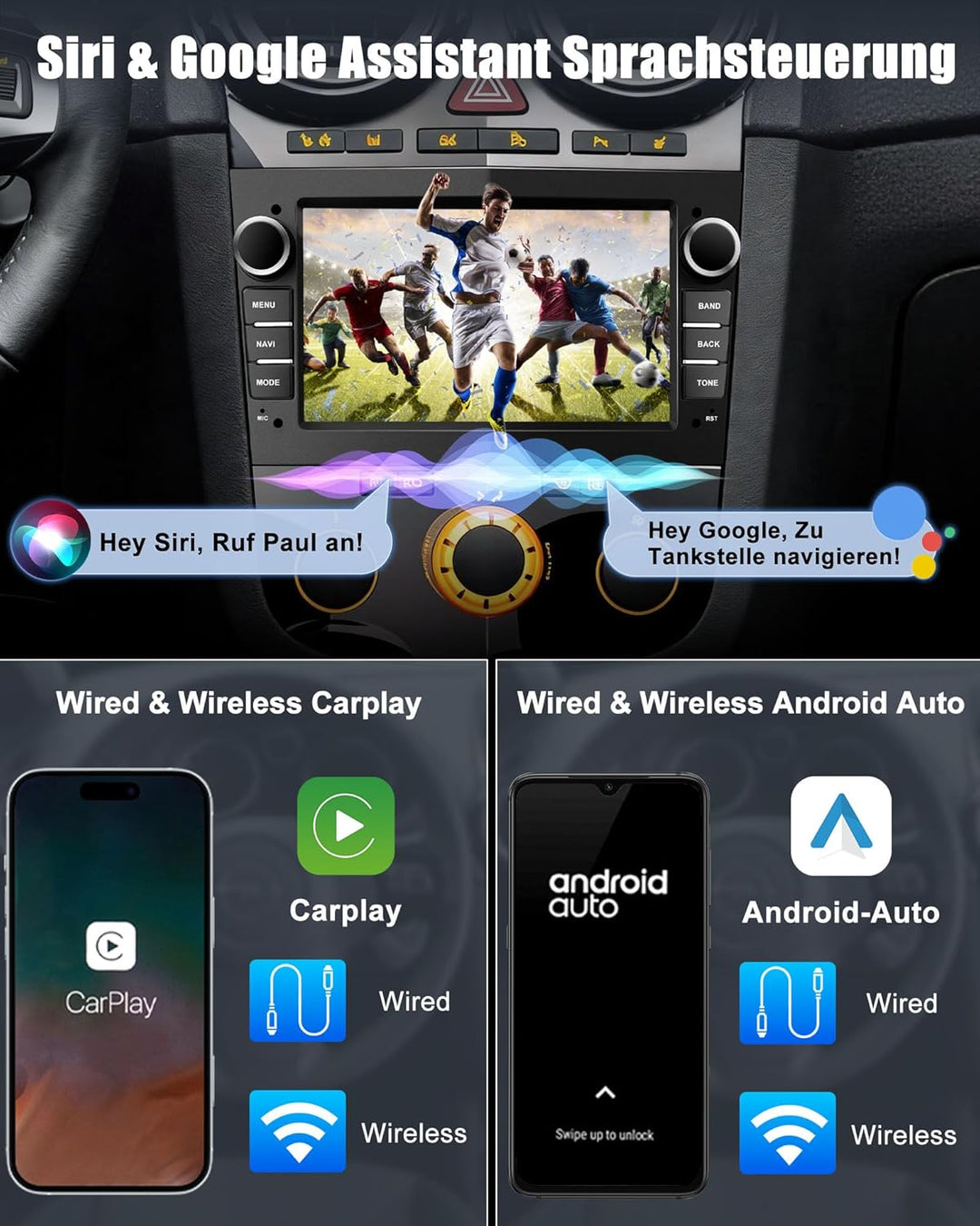 Bluetooth Autoradio mit Bildschirm für Opel Corsa d, Astra J & H, Meriva, Vivaro, Zafira b mit Navi