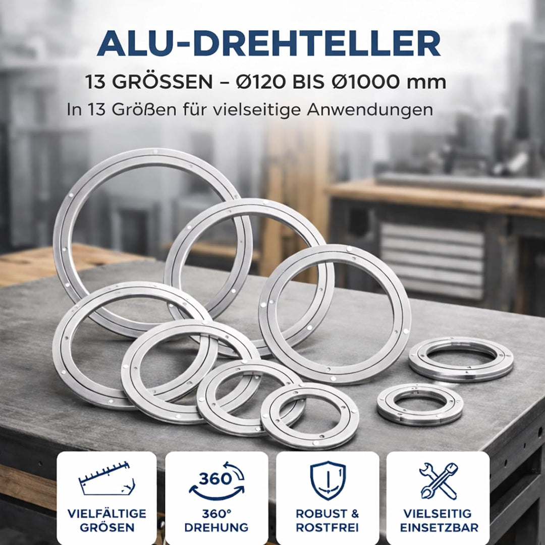 ALU Drehteller 13 Grössen von 120 bis 1000mm (Aussendurchmesser: 445mm;), Aussendurchmesser: 445mm;