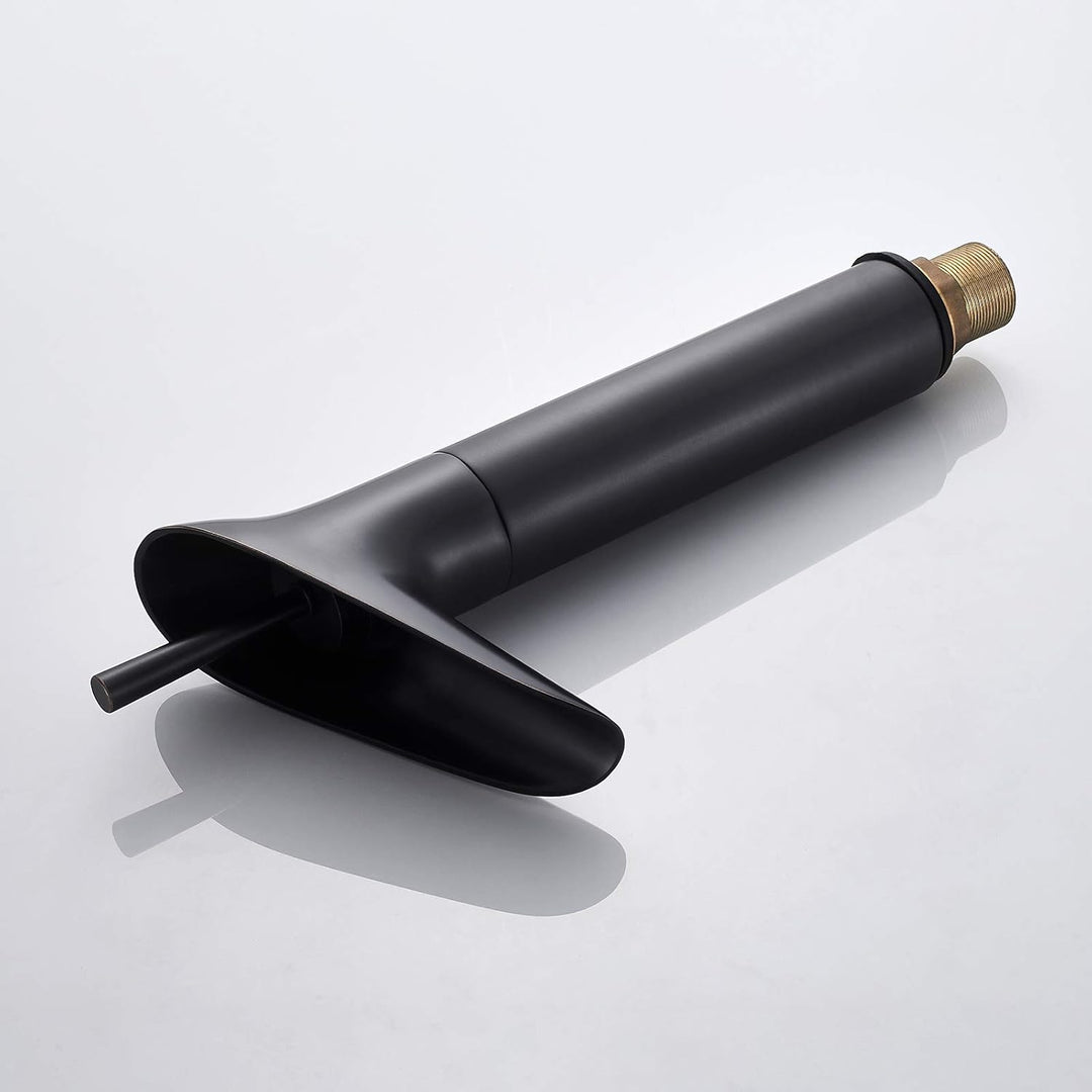 Retro Wasserfall Waschtischarmatur Schwarz Matt, Einhebel Armatur für Bad mit Messing Finish, G3/8,