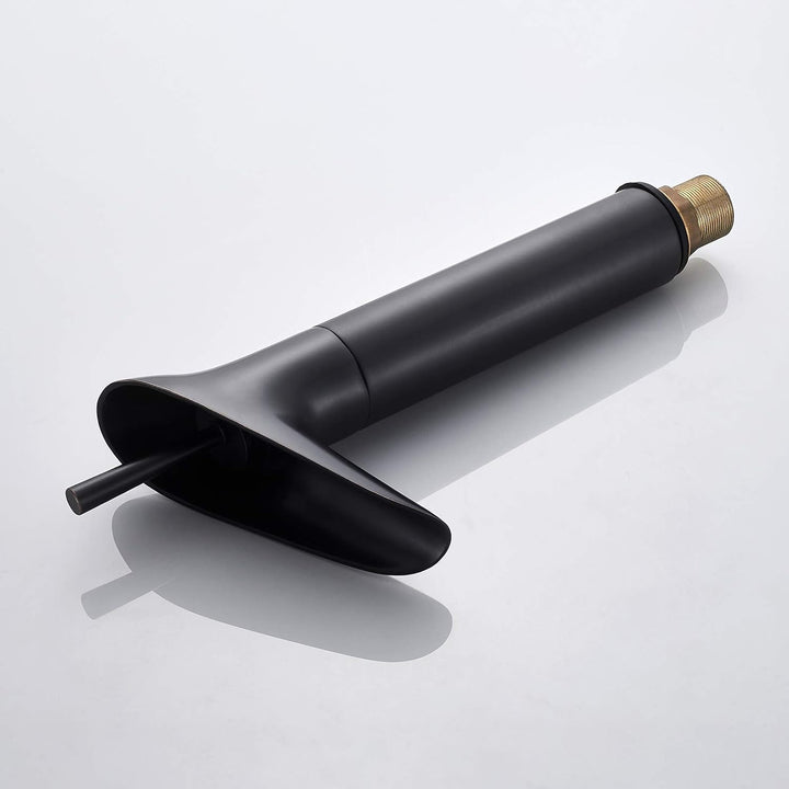 Retro Wasserfall Waschtischarmatur Schwarz Matt, Einhebel Armatur für Bad mit Messing Finish, G3/8,