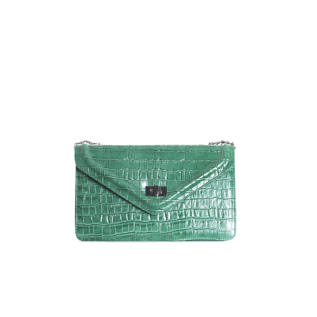 L’Intervalle Damen Amandine Stofftasche Green Croco, Green Croco