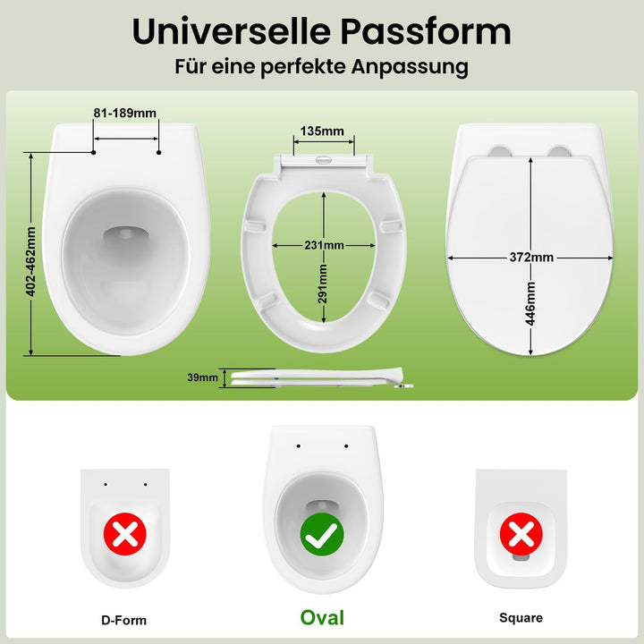 YEAUPE PRO Toilettendeckel mit Absenkautomatik Oval, WC Sitz Duroplast, Weiss | Klodeckel, Klobrille