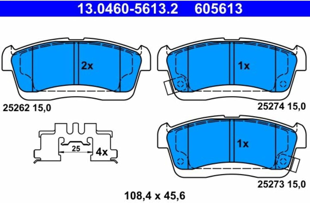 ATE 13.0460-5613.2 Bremsbelagsatz, Scheibenbremse