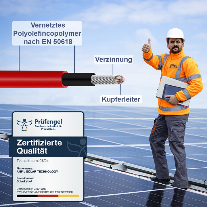 Solarkabel Verlängerung ANFIL 4mm2/12AWG Solarpanel Photovoltaik Verlängerungskabel Solar PV Kabel m