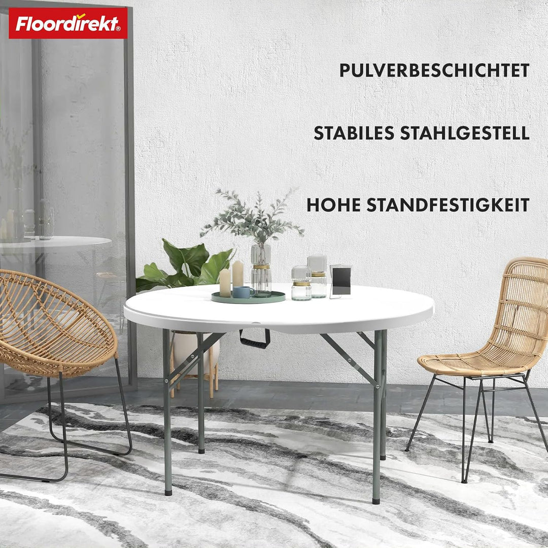 Floordirekt- Gartentisch Klappbar Kunststoff 120x74 cm - Buffettisch mit Tragegriff - Klapptisch für