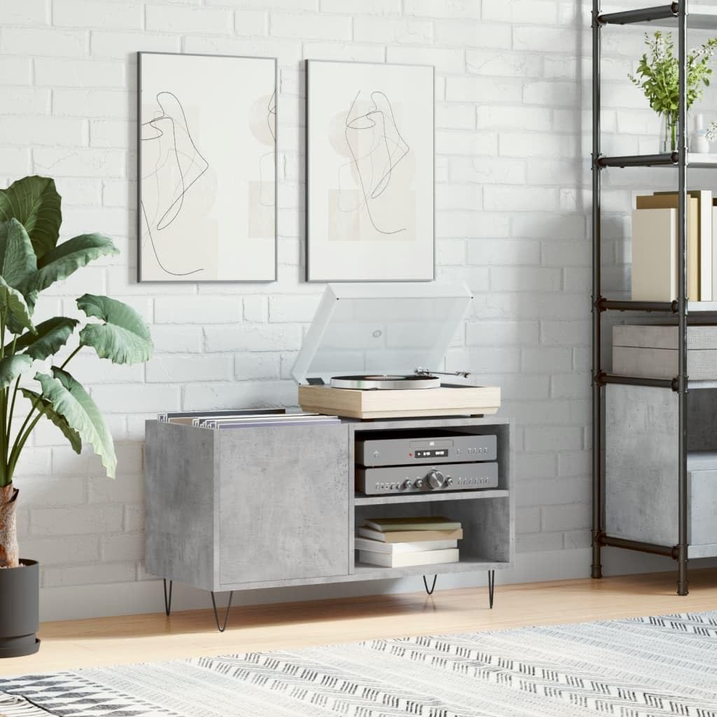 Rantry CD-Schrank, Holztechnik, Grau, Beton, 85 x 38 x 48 cm, CD-Rack, Standregal, Aufbewahrung, Möb